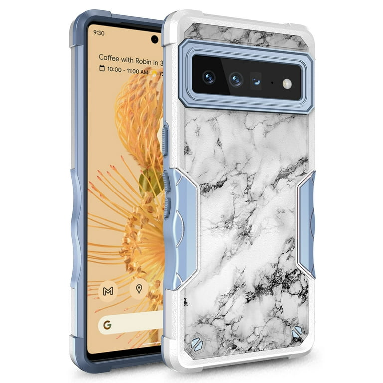 Google Pixel 7 Pro Case, Rosebono Hybrid Dual Layer Graphic Design Pattern  Heavy Duty Protection Case For Google Pixel 7 Pro (Purple Flower)