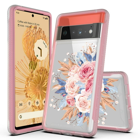 Google Pixel 7 Pro Case, Rosebono Hybrid Graphic Design Pattern Hard Back Pannel Cover Case For Google Pixel 7 Pro (Flower)