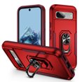 thumbnail image 1 of for Google Pixel 7 Pro Case, Slim Fit Military Grade Drop Tested Dual Layer Shockproof Case with 360 Ring Holder Kickstand Protective Rugged Car Magnetic Non-Slip Phone Case,Rose+Red, 1 of 10