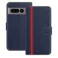 thumbnail image 1 of for Google Pixel 7 Pro Case Wallet with Card Holder, Business PU Leather Kickstand Magnetic Closure Shockproof Folio Book Style Protective Purse Cover Case for Google Pixel 7 Pro, Blue, 1 of 9