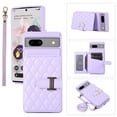 thumbnail image 1 of for Google Pixel 7 Pro Detachable Shoulder Strap Wallet Case, with Card Slots & 360-degree Rotation Stand Ring Flip Premium PU Leather Protective Cover Lanyard for Women Girls, Purple, 1 of 9