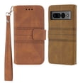 thumbnail image 1 of For Google Pixel 7 Pro Flip Case, Premium PU Leather Folio Flip with Design Card Slots Wrist Strap Shockproof Kickstand Magnetic Protective Girls Cover For Google Pixel 7 Pro, Brown, 1 of 9