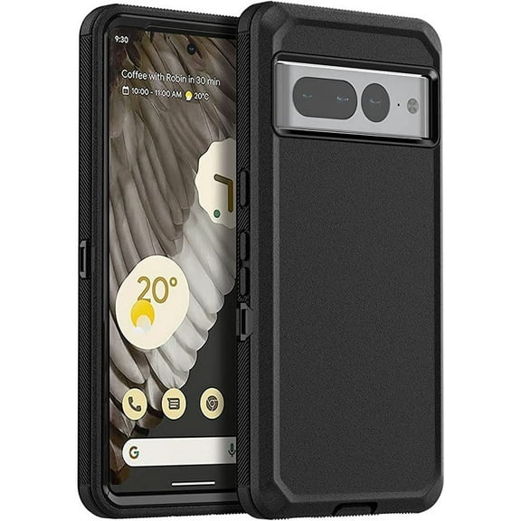Google Pixel 7 Pro Heavy Duty Case {Shock Proof,Shatter Resistant, Protective Rubber with 3 Layer Shell Case Compatible for Google Pixel 7, 2022 Release} Color Black