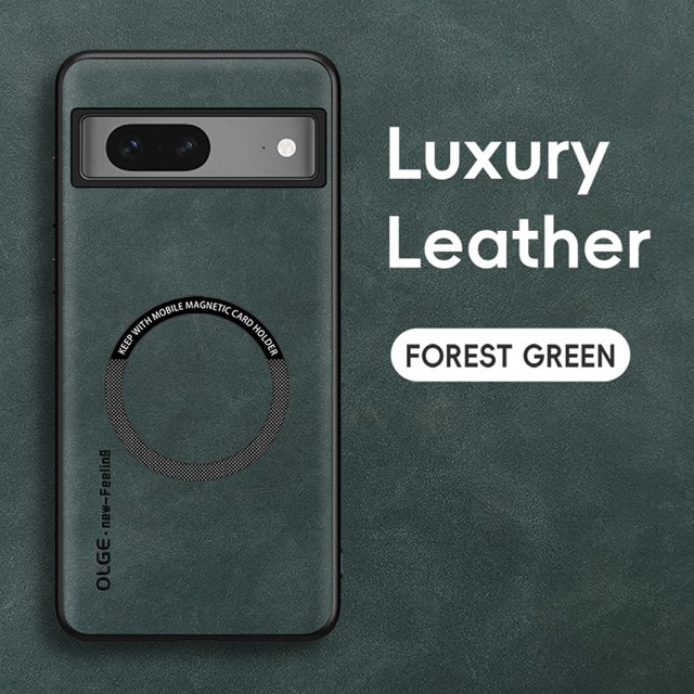 for Google Pixel 7 Pro PU Leather Case, Vintage Compatible with MagSafe and Wireless Charging Slim Fit-Drop Scratch Resistant Support Magnetic Car Mount Case Cover for Google Pixel 7 Pro, Green