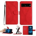 thumbnail image 1 of For Google Pixel 7 Pro Wallet Case with [RFID Blocking] Leather Flip Folio Strong Magnetic Closure Cover Credit Card Holder with Hand Strap Kickstand Men Women For Google Pixel 7 Pro, Red, 1 of 9