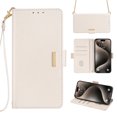 thumbnail image 1 of for Google Pixel 7 Pro Wallet Flip Case, Elegant Wrist Strap and Shoulder Chain Credit Card Slots Cash Slot RFID Blocking PU Leather Kickstand Case Cover for Google Pixel 7 Pro, White, 1 of 6
