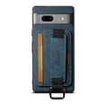 thumbnail image 1 of for Google Pixel 7 Wallet Case, Classic Finger Ring with Card Holder Lychee Texture PU Leather Back Cover with Wristband Kickstand Shockproof Drop Protective for Google Pixel 7, Blue, 1 of 6