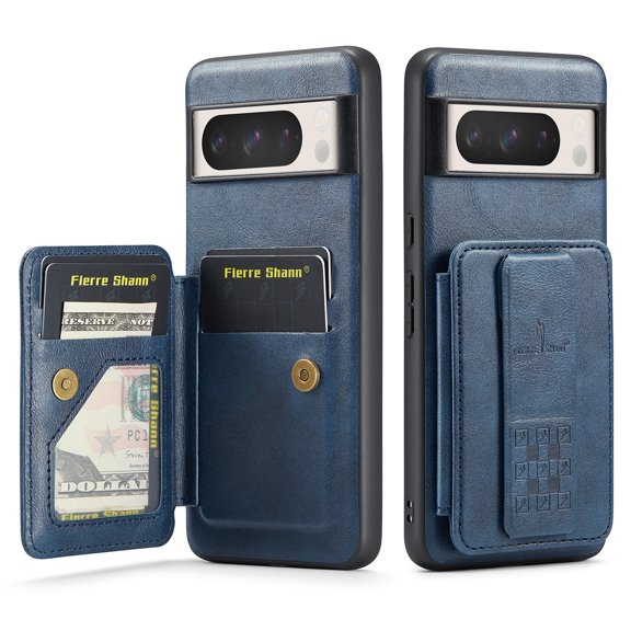 for Google Pixel 7 Wallet Case with RFID Blocking Credit Card Holder,PU Leather Folio Flip Kickstand Handle Wrist Strap Shockproof Cover Women Men for Google Pixel 7 Phone Case,Blue