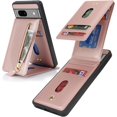 thumbnail image 1 of for Google Pixel 7A Case with Card Holder for Women, for Google Pixel 7A Phone Case Wallet with Credit Card with Ring Kickstand Zipper Shockproof Slim Stand Case - Rose Gold, 1 of 12