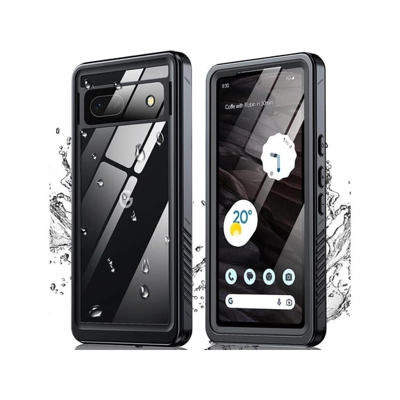 for Google Pixel 7A Case, Pixel 7A 5G Case IP68 Waterproof with Built-in Screen Protector, Full Body Sealed Heavy Duty Shockproof Dustproof Snowproof Clear Case for Pixel 7A 6.1" - Black