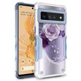 thumbnail image 1 of Google Pixel 7A Case, Rosebono Hybrid Dual Layer Graphic Design Pattern Heavy Duty Protection Case For Google Pixel 7A (Purple Flower), 1 of 4