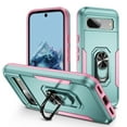thumbnail image 1 of for Google Pixel 7A Case, Slim Fit Military Grade Drop Tested Dual Layer Shockproof Case with 360 Ring Holder Kickstand Protective Rugged Car Magnetic Non-Slip Phone Case,Green+Pink, 1 of 10
