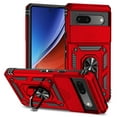 thumbnail image 1 of Google Pixel 7A Kickstand Armor Case with Slide Camera Lens Protection Cover Built-in 360° Rotate Ring Holder Stand Magnetic Military Shockproof Phone Cover Case for Google Pixel 7A,
Red, 1 of 8