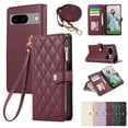 thumbnail image 1 of for Google Pixel 7A Wallet Case with Zipper Pocket Card Holder & Crossbody Lanyard Strap & Wrist Strap, Flip Stand PU Leather Magnetic Folio Purse Case for Google Pixel 7A, Winered, 1 of 8