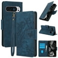 thumbnail image 1 of for Google Pixel 7A Wallet case with RFID Blocking Credit Card Holder,Flip PU Leather Emboss Butterfly Flower Shockproof Protective Cover Women Men for Google Pixel 7A Phone case,Blue, 1 of 7
