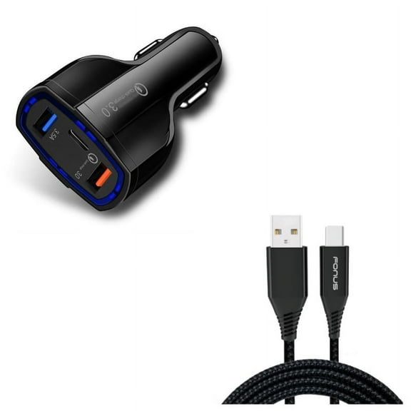 For Google Pixel 7a/7/Pro/6a - Quick Car Charger w 6ft USB Cable, 48W 3-Port USB Type-C Port, Type-C Charger Cord Power for Google Pixel 7a/7/Pro/6a Phones