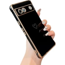 Google Pixel 7a Case, Cute Love Heart Plating Edge Phone Cover