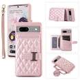 thumbnail image 1 of for Google Pixel 7a Detachable Shoulder Strap Wallet Case, with Card Slots & 360-degree Rotation Stand Ring Flip Premium PU Leather Protective Cover Lanyard for Women Girls, Rosegold, 1 of 9