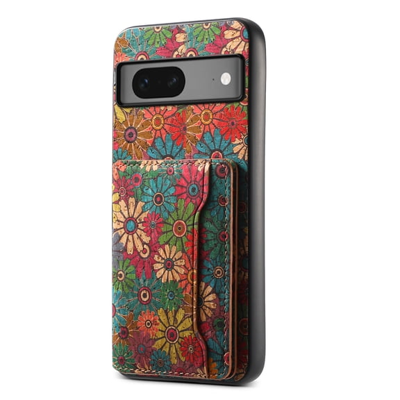 for Google Pixel 7a Luxury Premium PU Leather + TPU Case with 3 Card Slots, Kickstand Back Case Floral Pattern Skin-Friendly Shock-resistance Cover for Google Pixel 7a, Spring