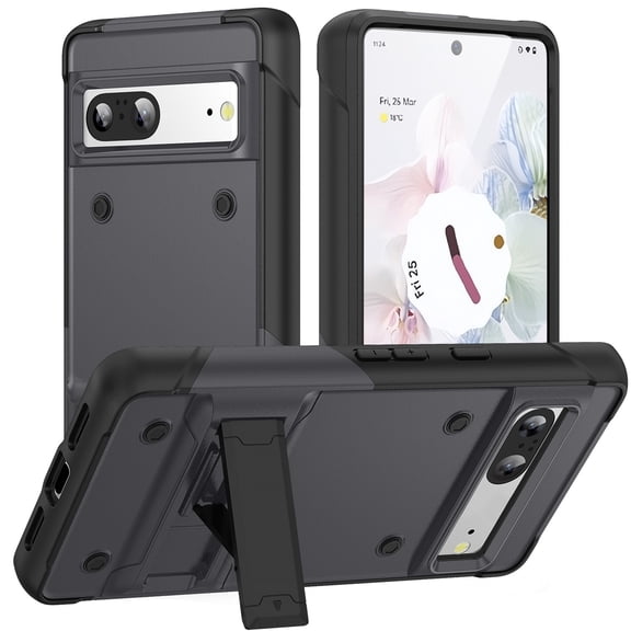 for Google Pixel 7a Phone Case, Military Grade Drop Protection Shockproof Anti-Scratch Kickstand Heavy Duty Rugged Hybrid Protective Case Cover for Google Pixel 7a 5G 2023 6.1 inch, Black