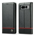 thumbnail image 1 of for Google Pixel 8 Carbon Fiber Texture Wallet Case, Kickstand Magnetic Full Body Protection Card Slots and Cash Pocket Shockproof Phone Cover for Google Pixel 8, Horizontal Line, 1 of 11