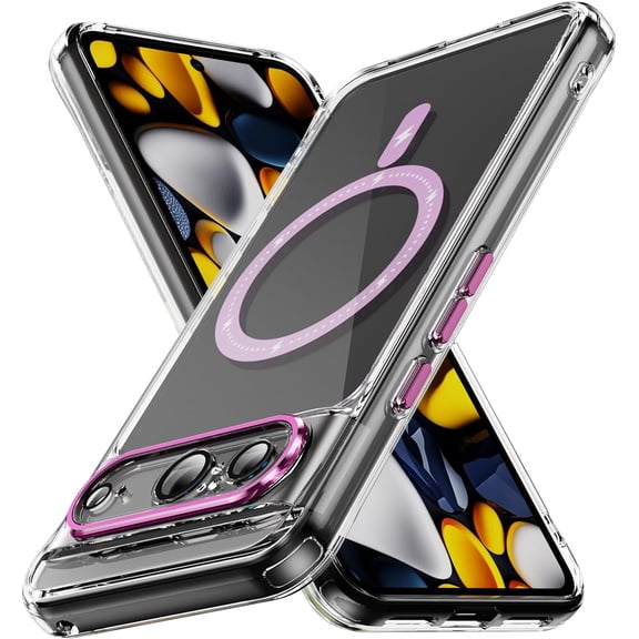 for Google Pixel 8 Case 6.3" 2023,Tough Clear Protective Shockproof Slim Phone Case [Compatible with Magsafe] [Non-Yellowing] [10 FT  Grade Drop Protection] ClearPink