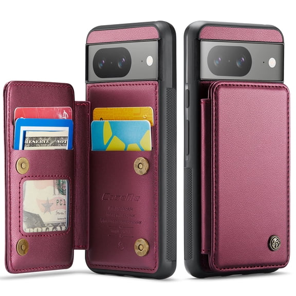 for Google Pixel 8 Case with Card Holder, Wallet Case for Women Men with RFID Blocking, Durable Leather Kickstand Magnetic Clasp Shockproof Phone Case for Google Pixel 8