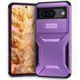 thumbnail image 1 of for Google Pixel 8 Case, Heavy Duty Case with Camera Lens Sliding Cover, Shockproof Dropproof Non-Slip Military Grade Full Body Rugged Protection Cover Case for Google Pixel 8, Purple, 1 of 7