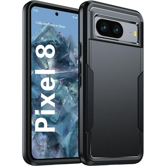 for Google Pixel 8 Case,[Shockproof] Pixel 8 Case [15FT Military Grade Defense][Heavy Duty Protection][Dual Layer][Slim Fit] Google Pixel 8 Phone Case (Black)