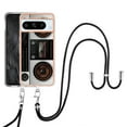 thumbnail image 1 of for Google Pixel 8 Crossbody Strap Phone Case, Anti-Fall Pattern Clear Design Transparent Soft & Flexible TPU Drop and Shockproof Protective Cover with Adjustable Nylon Neck Strap, Retro Radio, 1 of 6