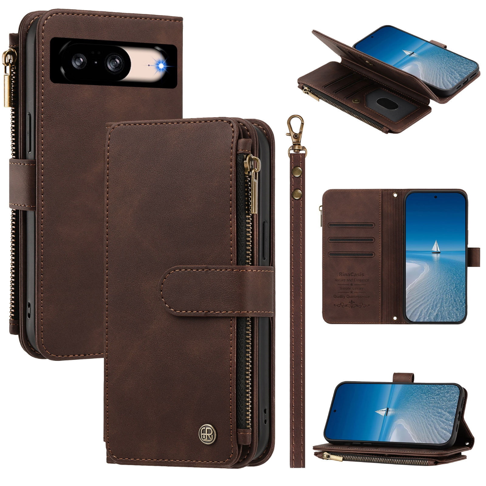 Google Pixel 8 Flip Case with Card Holder, Brown - Walmart.com