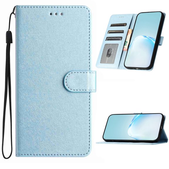 For Google Pixel 8 Flip Phone Case,Anti-Scratch Silk Fabric Pattern PU Leather Flip Cover,Flip Foldable Kickstabd,With Card Slots,Shockproof Anti-fall Non-Slip Wallet Phone Case,Blue