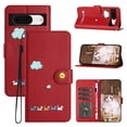 thumbnail image 1 of for Google Pixel 8 Lovely Cartoon Pattern Wallet Flip PU Leather Case, with Wrist Strap / Credit Card Slots / Photo Slot / Cash Pocket Kickstand Cute Phone Cover for Google Pixel 8, Red, 1 of 8