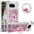 thumbnail image 1 of for Google Pixel 8 Luxury Glitter Case for Women Girls, Sparkle Flowing Clear Quicksand Soft TPU Liquid Case Cover with Bling Diamond Ring for Pixel 8 -Rose Gold, 1 of 7