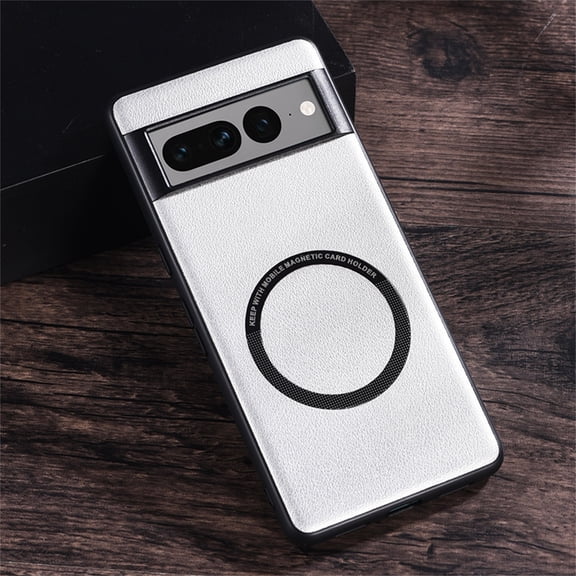 for Google Pixel 8 MagSafe Case, Compatible with MagSafe Charging, Premium PU Leather Back TPU Edges Drop Proof Scratch Resistant Thin Lightweight Protective Case Cover for Google 8, White