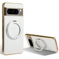 thumbnail image 1 of for Google Pixel 8 Magnetic Case with Invisible Ring Stand [Compatible with Wireless Charging], Luxury PU Leather Slim Stand Shockproof Phone Cover for Google Pixel 8, White, 1 of 6