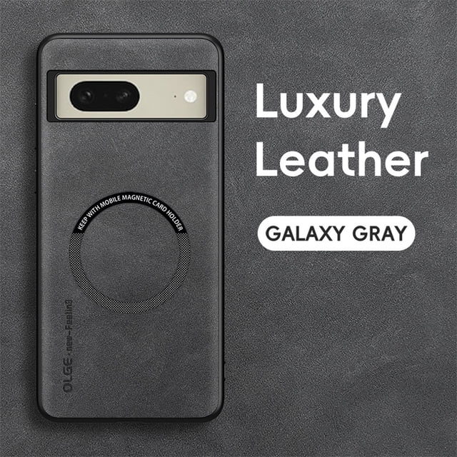 for Google Pixel 8 PU Leather Case, Vintage Compatible with MagSafe and Wireless Charging Slim Fit-Drop Scratch Resistant Support Magnetic Car Mount Case Cover for Google Pixel 8, Gray