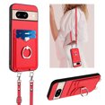 thumbnail image 1 of for Google Pixel 8 PU Leather Phone Case Cover, Classic Shoulder Strap Card Slots Shockproof Protective Ring Bracket Anti-scratch Ultra Slim Back Case for Google Pixel 8 - Red, 1 of 8