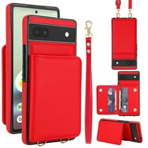 For Google Pixel 8 Phone Case Wallet Card Holder,RFID Blocking PU Leather Back Magnetic Flip Kickstand Folio Case Wrist Lanyard & Crossbody Strap Protective Women Girls Cover,Red