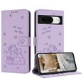 thumbnail image 1 of for Google Pixel 8 Phone Case Wallet, Embossed Cute Cat Pattern Purse Case Women Girls Wrist Strap [Card Cash Slots] [Flip Kickstand] PU Leather Protection Cover for Google Pixel 8, Purple, 1 of 9