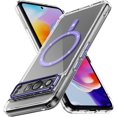 thumbnail image 1 of for Google Pixel 8 Pro Case 6.7" 2023,Tough Clear Protective Shockproof Slim Phone Case [Compatible with Magsafe] [Non-Yellowing] [10 FT  Grade Drop Protection] Clear（Purple）, 1 of 18
