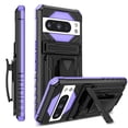 thumbnail image 1 of For Google Pixel 8 Pro Case with Belt Clip Holster, Heavy Duty Military Grade Drop Protective, 360° Rotating Kickstand Shockproof TPU Shell Durable Rugged Cover For Google Pixel 8 Pro, Purple, 1 of 15