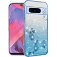 thumbnail image 1 of for Google Pixel 8 Pro Case Clear Glitter Sparkle Aesthetic Google Pixel 8 Pro Phone Case Silicone Soft Flower Shockproof Anti-Scratch Cover Purple Slim (Blue), 1 of 14
