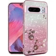 thumbnail image 1 of for Google Pixel 8 Pro Case Clear Glitter Sparkle Aesthetic Google Pixel 8 Pro Phone Case Silicone Soft Flower Shockproof Anti-Scratch Cover Purple Slim (Pink), 1 of 14