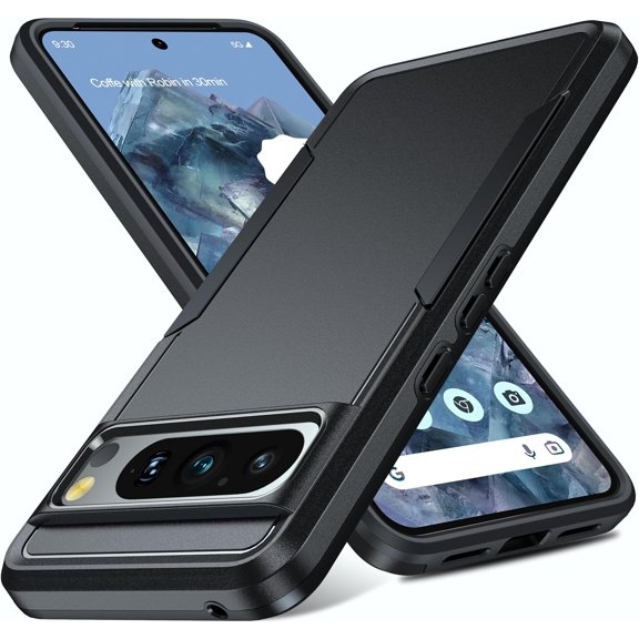 for Google Pixel 8 Pro Case, Dual Layer Shockproof Rugged Pixel 8 Pro Case [15FT Military][Heavy Duty Protection] Google Pixel 8 Pro Phone Case [Raised Edges Protect Camera & Screen] (Black)
