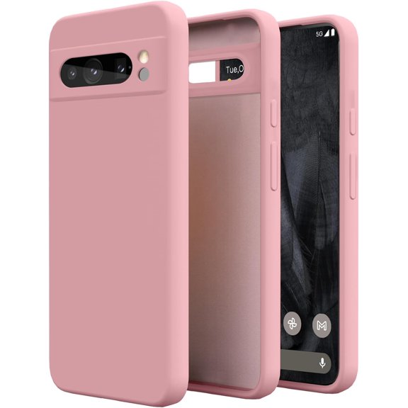 for Google Pixel 8 Pro Case,Durable and Stylish Drop Tested Soft Silicone Gel Rubber Slim Fit Shockproof Protective Phone Case for Google Pixel 8 Pro (Pink)