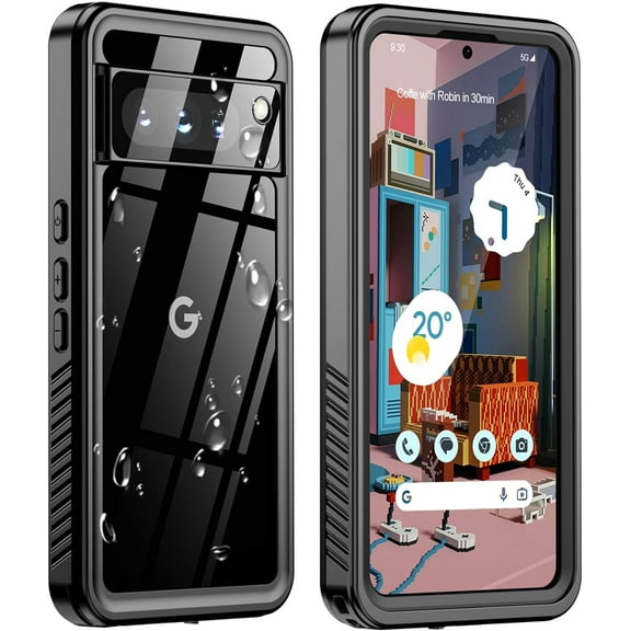 Google Pixel 8 Pro Case, Pixel 8 Pro 5G Phone Case IP68 Waterproof with Built-in Screen Protector, Full Body Sealed Heavy Duty Shockproof Clear Case for Pixel 8 Pro- Black