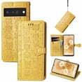 thumbnail image 1 of for Google Pixel 8 Pro Case, Premium PU Leather Wallet Case [Cat & Dog & Flowers Embossed] Card Slots Kickstand Magnetic Closure Flip Case Cover for Google Pixel 8 Pro, Yellow, 1 of 7