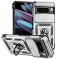 thumbnail image 1 of for Google Pixel 8 Pro Case, Soft TPU & Hard PC Anti-scratch Sliding Cover Full Protection Ring Stand Rotating Kickstand Holder Magnetic Shockproof Phone Case Cover for Google Pixel 8 Pro, Silver, 1 of 1