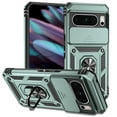 thumbnail image 1 of for Google Pixel 8 Pro Case, Soft TPU & Hard PC Anti-scratch Sliding Cover Full Protection Ring Stand Rotating Kickstand Holder Magnetic Shockproof Phone Case Cover for Google Pixel 8 Pro, Darkgreen, 1 of 1